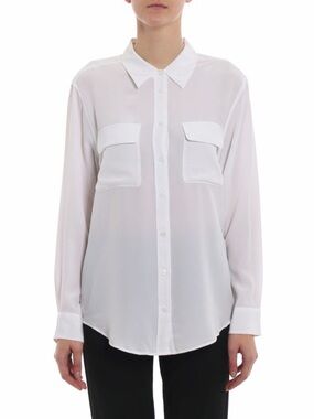 Equipment Cream Button-Down Silk Shirt